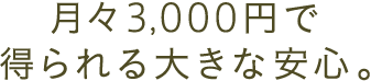 月々3,000円で得られる大きな安心。